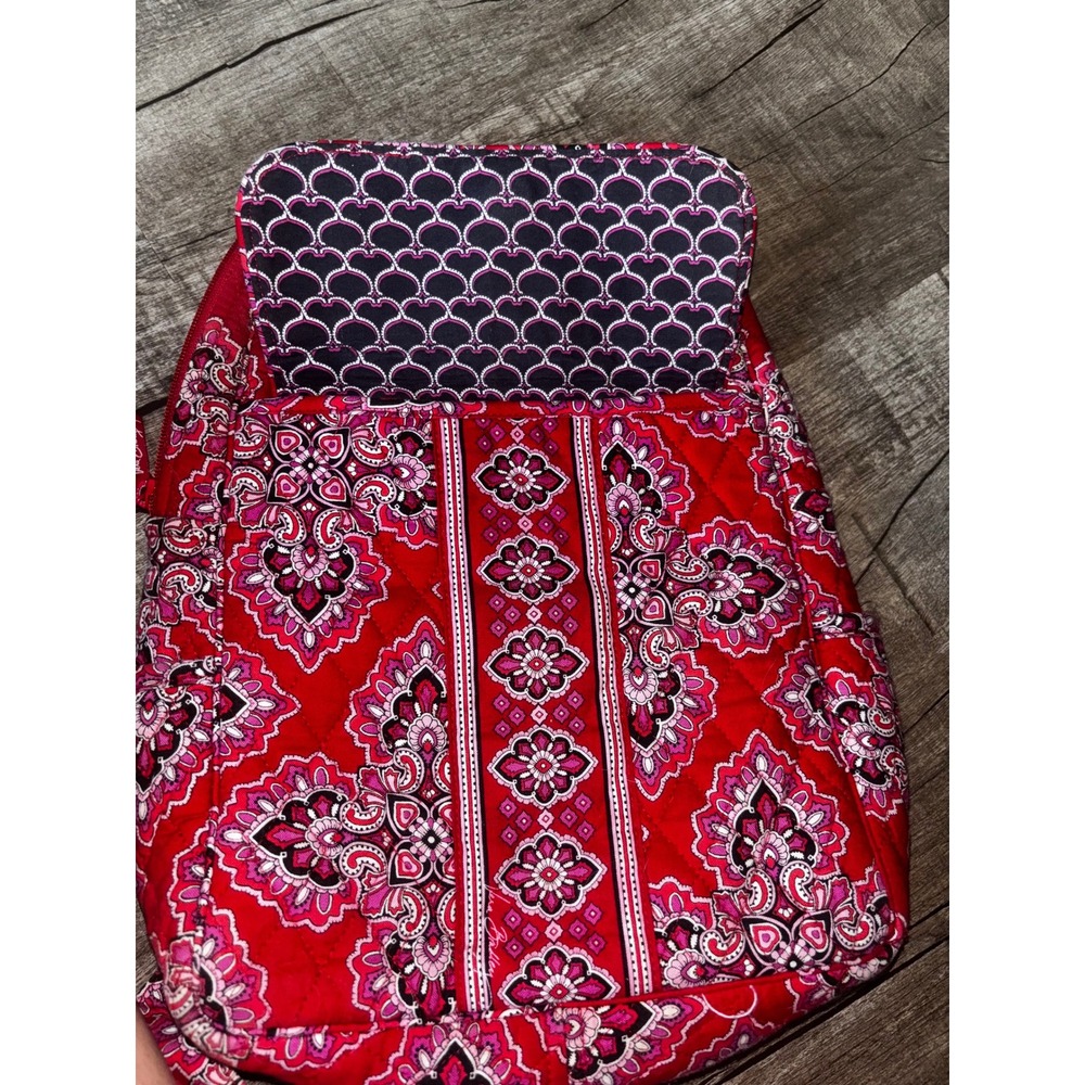 Vera Bradley Quilted Backpack and Cosmetic Bag Set Cherry Blossoms Red Floral - Picture 2 of 9